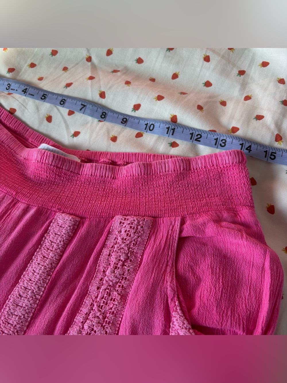 Bunulu Pink Embroidery Trimmed Wide Leg Cropped Pants Size M - Picture 7 of 11